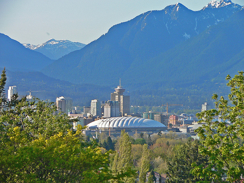 Stade BC place et le centre ville de Vancouver